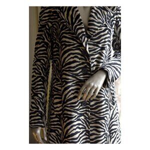 Vintage Betsey Johnson Striped Faux Fur Coat SZ 2 - Small
